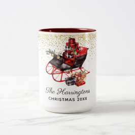 Taza Bicolor Navidad Rustica personalizada y roja vintage