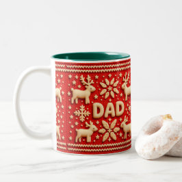 Taza Bicolor Navidades adoran el patrón con renos y "papá"
