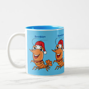 Taza Bicolor Navidades alegres, camarones, personalizado ilustr