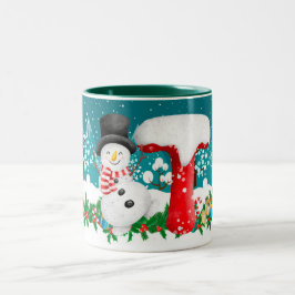 Taza Bicolor Navidades alegres Carta inicial Monograma Mug