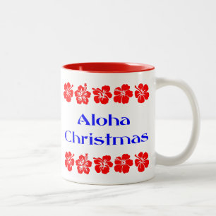 Taza Bicolor Navidades Aloha Red Hibiscus Hawaiian Mug