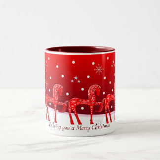 Taza Bicolor Navidades atracan con lindos caballos y textos per