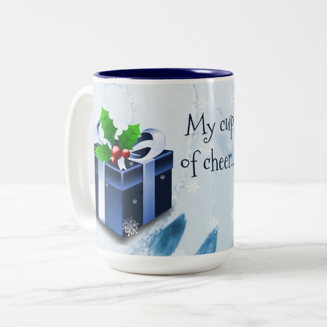 Taza Bicolor Navidades azules dan café Mug (Anverso izquierdo)