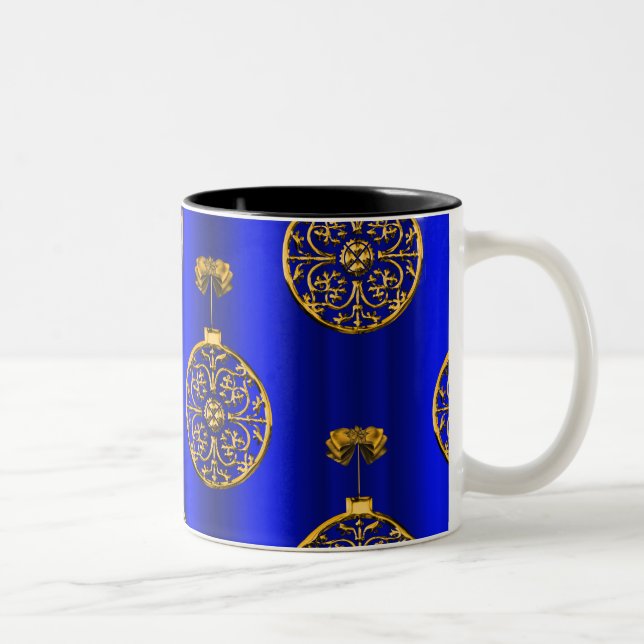 Taza Bicolor Navidades Baubles en azul (Derecha)