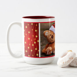 Taza Bicolor Navidades beary (estrellas rojas y colgantes)