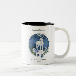 Taza Bicolor Navidades blancos azules de ciervo de vacaciones d