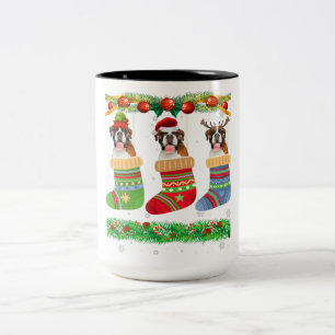 Taza Bicolor Navidades Boxer Dog Puppy Lover Xmas Socks