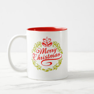 Taza Bicolor Navidades caligráficos fletando con bruma de corre
