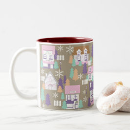 Taza Bicolor Navidades Casas Brown