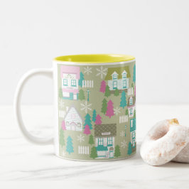 Taza Bicolor Navidades Casas verdes