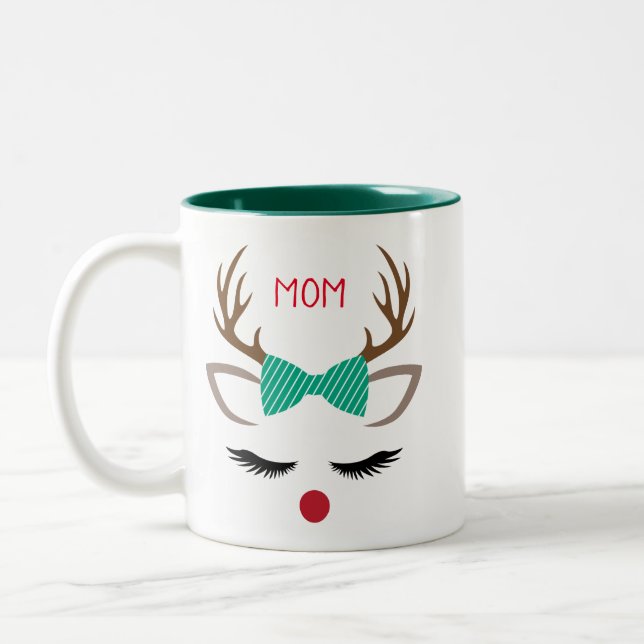 TAZA BICOLOR NAVIDADES CHICA REINDEER FACE PERSONALIZAR (Izquierda)