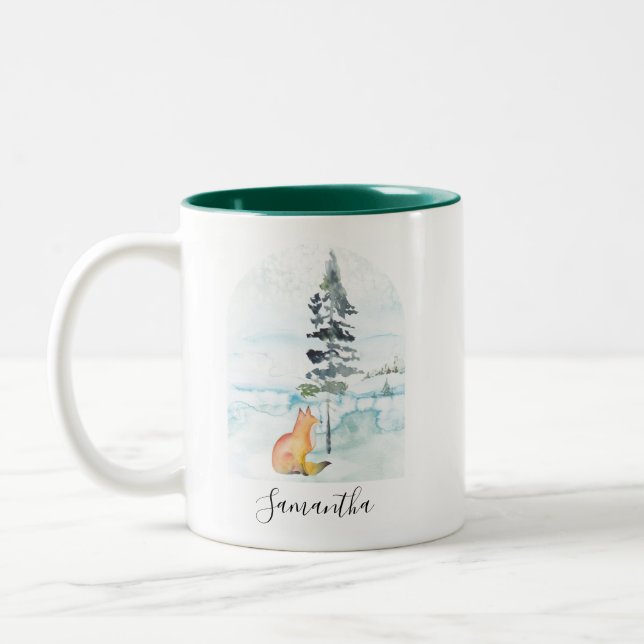 Taza Bicolor Navidades Coffee Mugs Watercolor Fox (Izquierda)