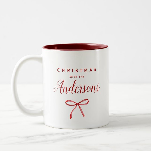Taza Bicolor Navidades con familia - cinta roja (Izquierda)