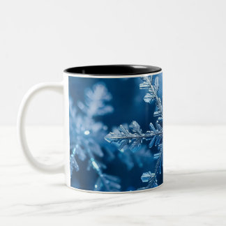 Taza Bicolor Navidades Copos De Nieve En Arte Digital De Color