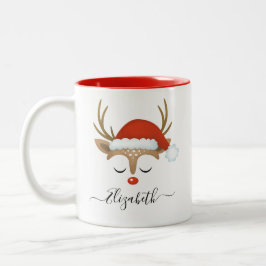Taza Bicolor Navidades cortos reno cara a cara