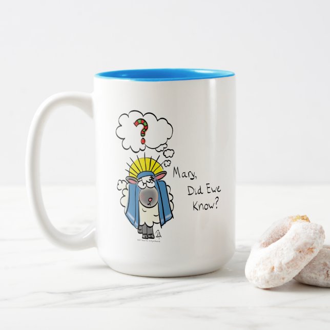 Taza Bicolor Navidades cristianos graciosos Personalizado de ov (Con donut)