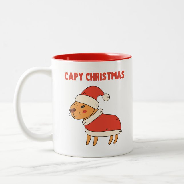 Taza Bicolor Navidades Cute Capybara (Izquierda)