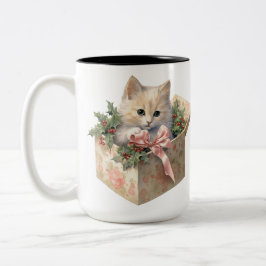 TAZA BICOLOR NAVIDADES CUTE DE COLOR DE AGUA FLUFFOR KITTEN