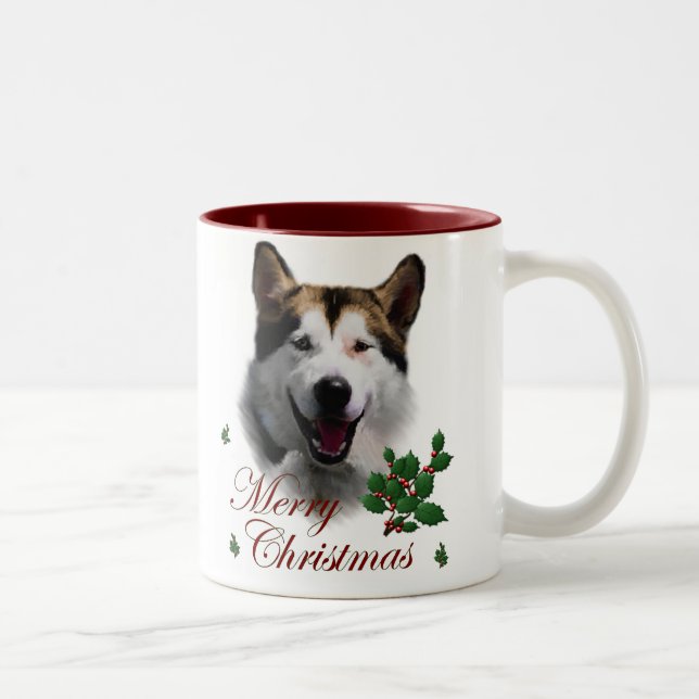 Taza Bicolor Navidades de Alaskan Malamute (Derecha)
