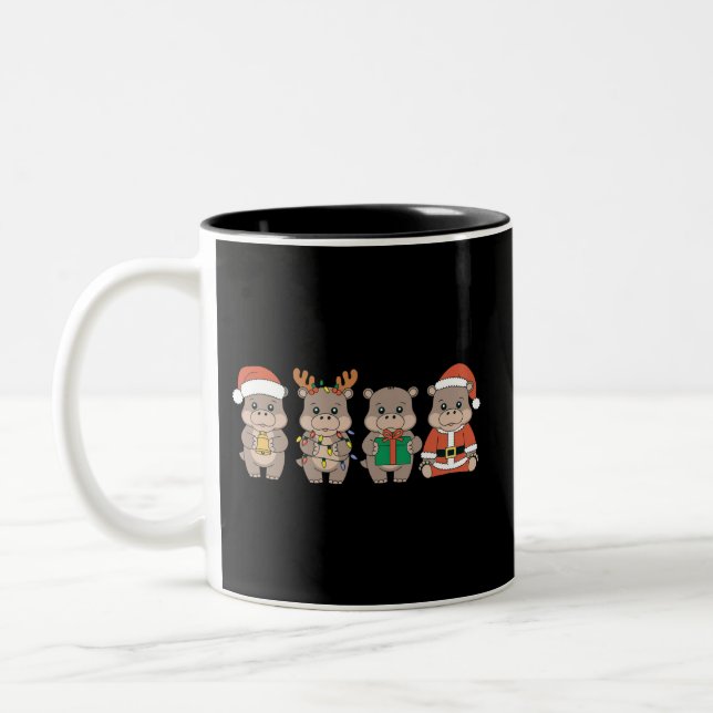 Taza Bicolor Navidades de Baby Hippo Moo Deng (Izquierda)