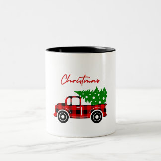 Taza Bicolor Navidades de camiones, maquetas Red Black Green