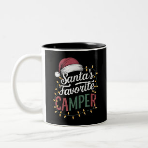 Taza Bicolor Navidades de camping regalo favorito de Santa Clau