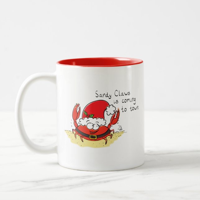 Taza Bicolor Navidades de cangrejo callejero graciosos vacacion (Izquierda)