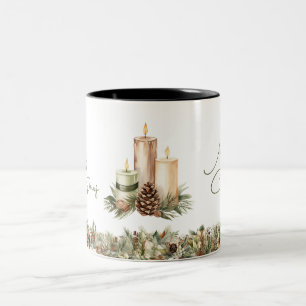 Taza Bicolor Navidades de color verde pastel y marfil acogedore