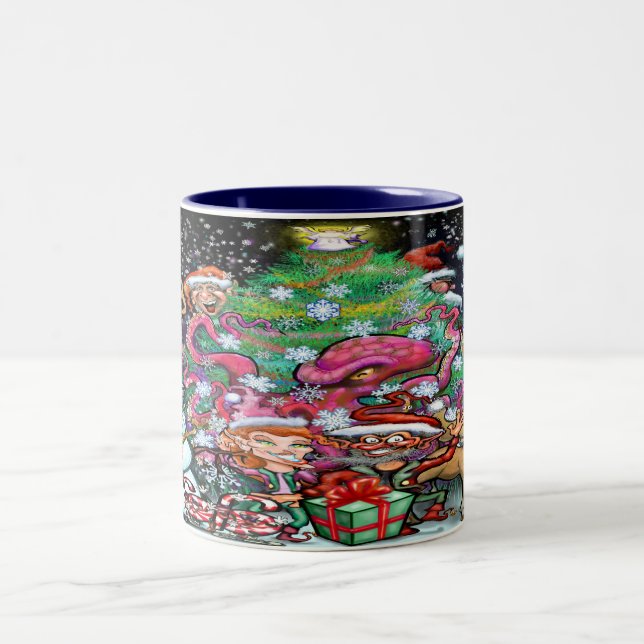 Taza Bicolor Navidades de dos tonos de café Mug (Centro)