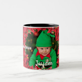 Taza Bicolor Navidades de fotografía para niños/bebés personali