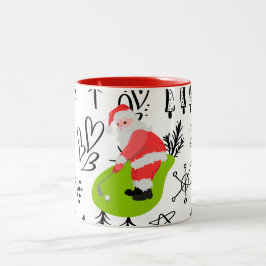 Taza Bicolor Navidades de golf Santa Claus