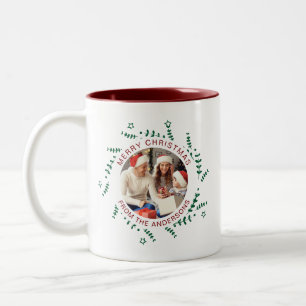 Taza Bicolor Navidades de guirnaldas simples y elegantes nombre