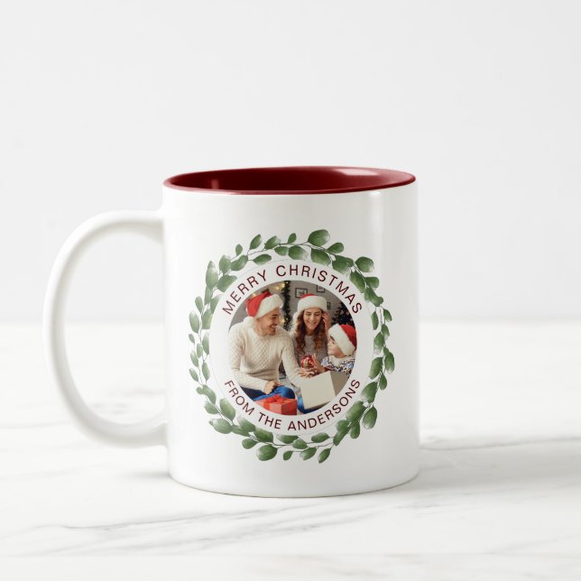 Taza Bicolor Navidades de guirnaldas simples y elegantes nombre (Izquierda)