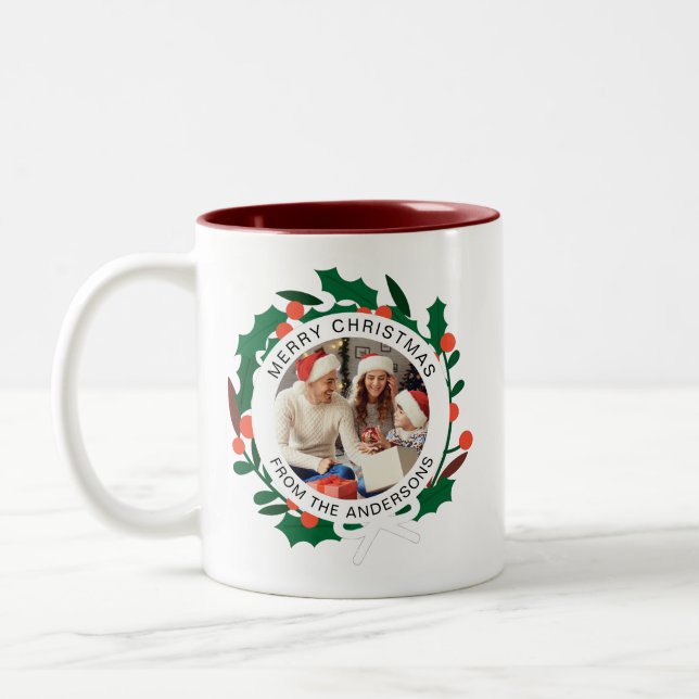 Taza Bicolor Navidades de guirnaldas simples y elegantes nombre (Izquierda)