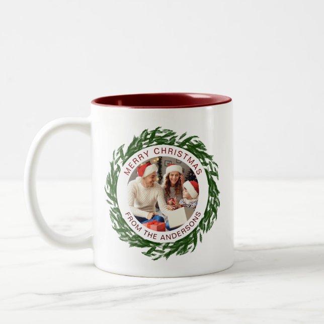 Taza Bicolor Navidades de guirnaldas simples y elegantes nombre (Izquierda)