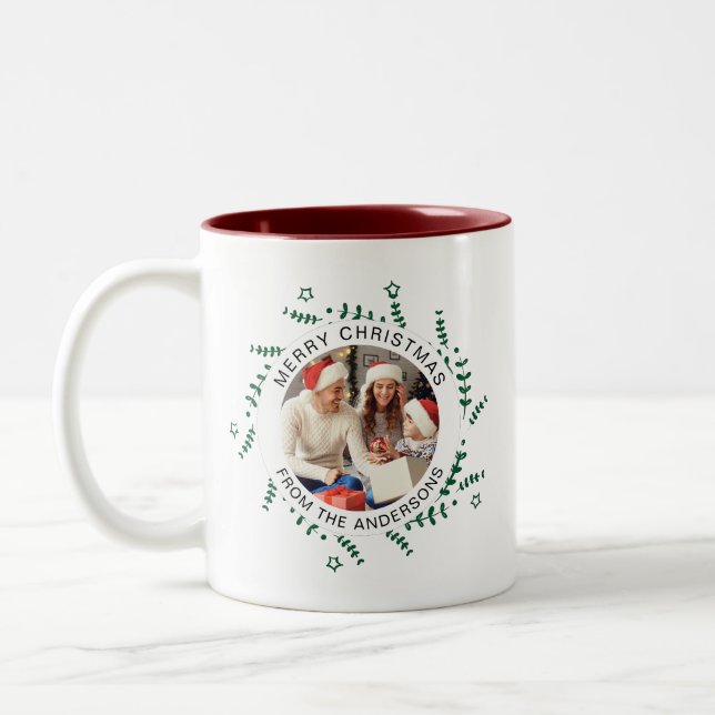 Taza Bicolor Navidades de guirnaldas simples y elegantes nombre (Izquierda)