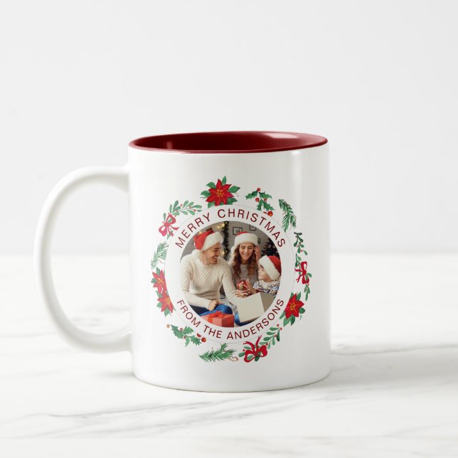 Taza Bicolor Navidades de guirnaldas simples y elegantes nombre (Izquierda)