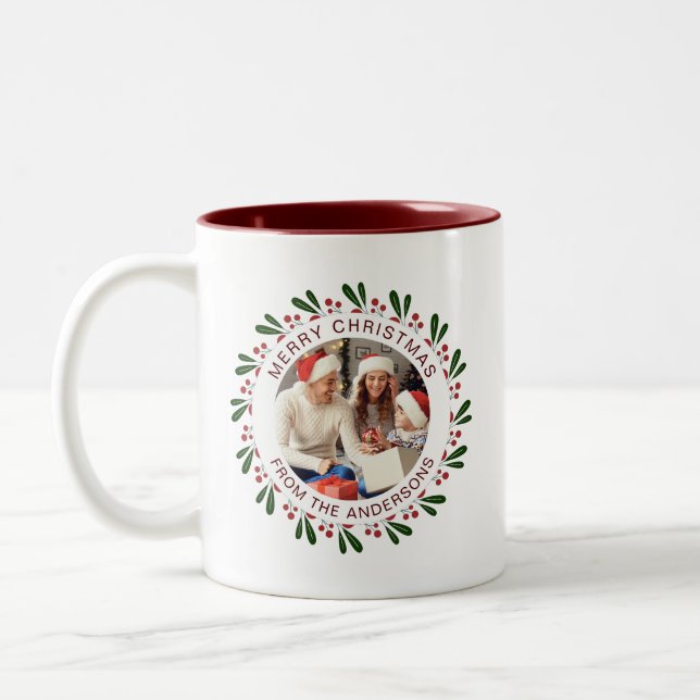 Taza Bicolor Navidades de guirnaldas simples y elegantes nombre (Izquierda)