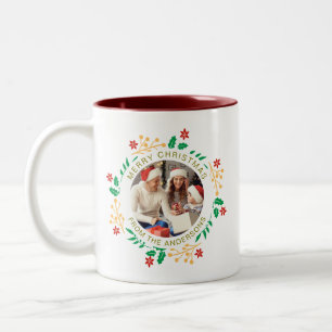 Taza Bicolor Navidades de guirnaldas simples y elegantes nombre