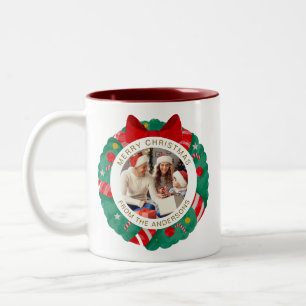 Taza Bicolor Navidades de guirnaldas simples y elegantes nombre