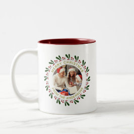 Taza Bicolor Navidades de guirnaldas simples y elegantes nombre