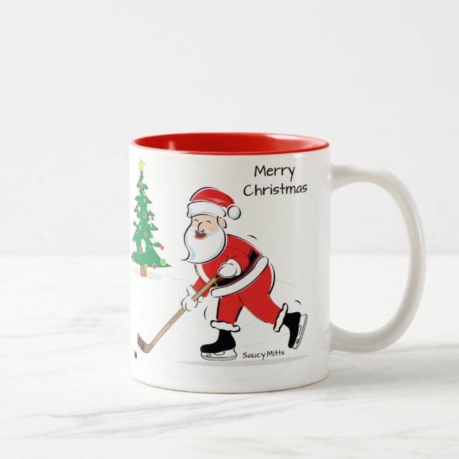 Taza Bicolor Navidades de hockey sobre hielo (Derecha)