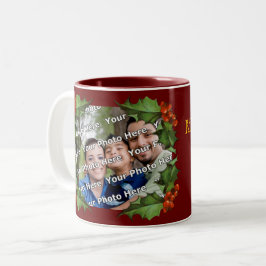 Taza Bicolor Navidades de Holly y Berries Foto Mug