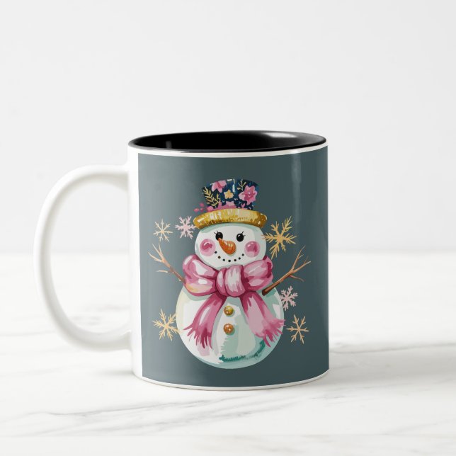 Taza Bicolor Navidades de invierno de Girly Snowman (Izquierda)