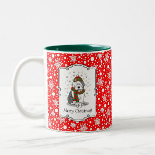 Taza Bicolor Navidades de invierno Viejo perro pastor inglés gr