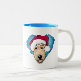 Taza Bicolor Navidades de KiniArt Airedale Coffee Mug