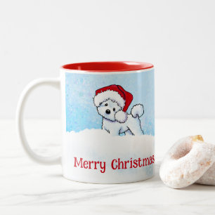Taza Bicolor Navidades de KiniArt Bichon Frise