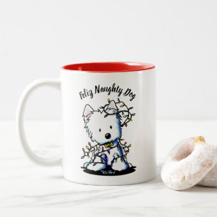 Taza Bicolor Navidades de KiniArt Delighted Westie