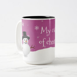 Taza Bicolor Navidades de la escena invernal rosa de Snowman Mu