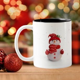 Taza Bicolor Navidades de muñeca tridimensional